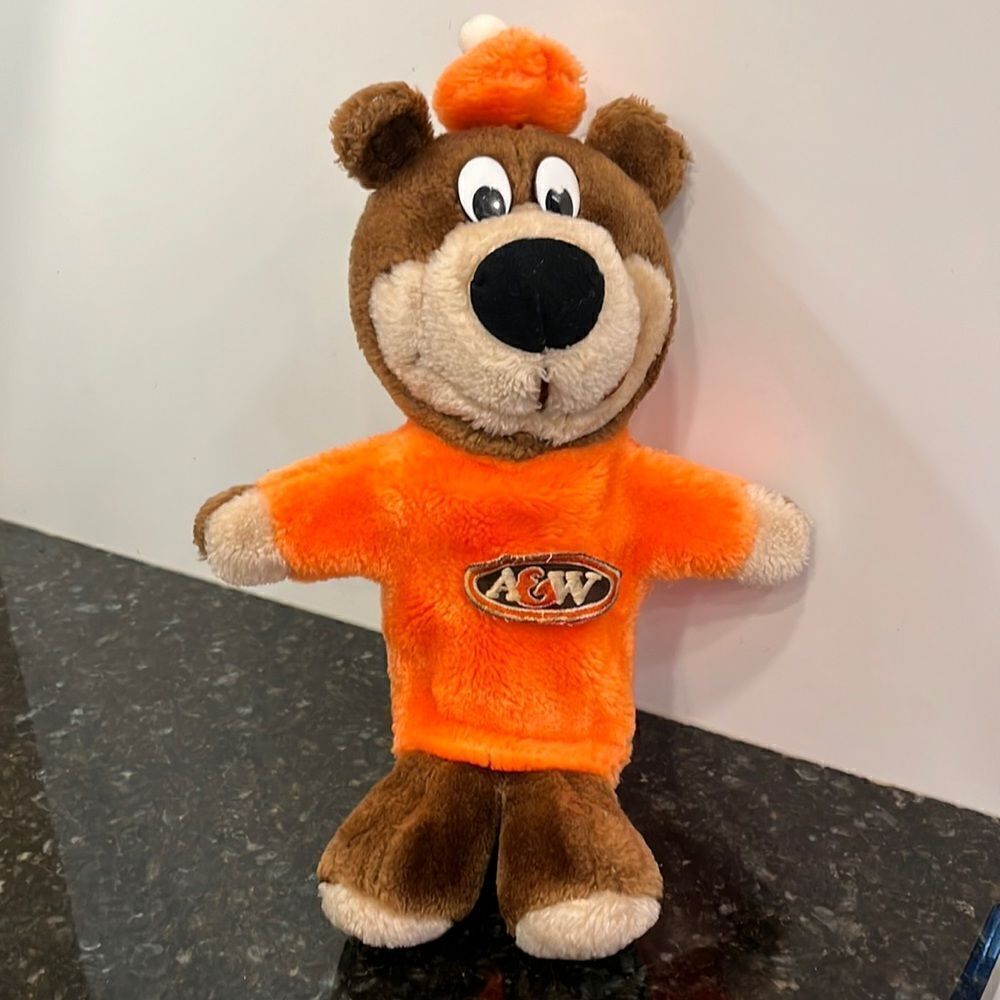 A&W bear mascot plush puppet toy vintage 14”